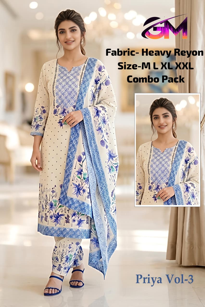 Heavy Rayon 3 Pcs Suit AD1205