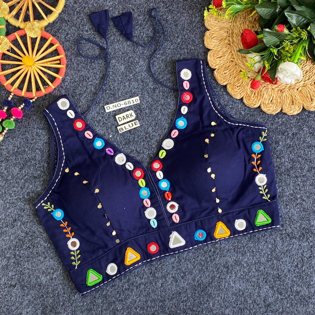 Navratri Rayon Mirror & Cowrie Work Blouse AD9015 image 1