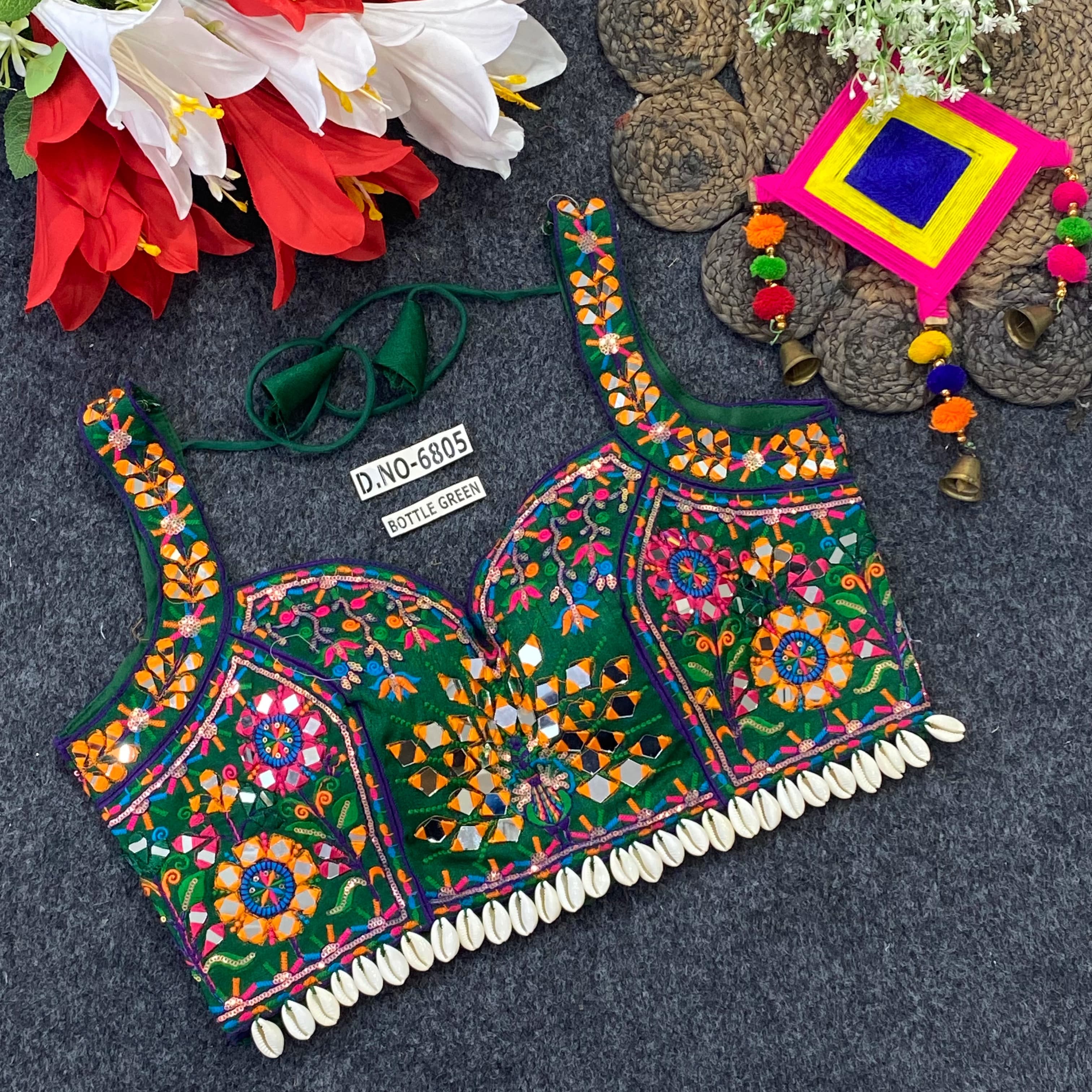 Navratri Italian Silk Spaghetti Strap Blouse AD9029 image 1