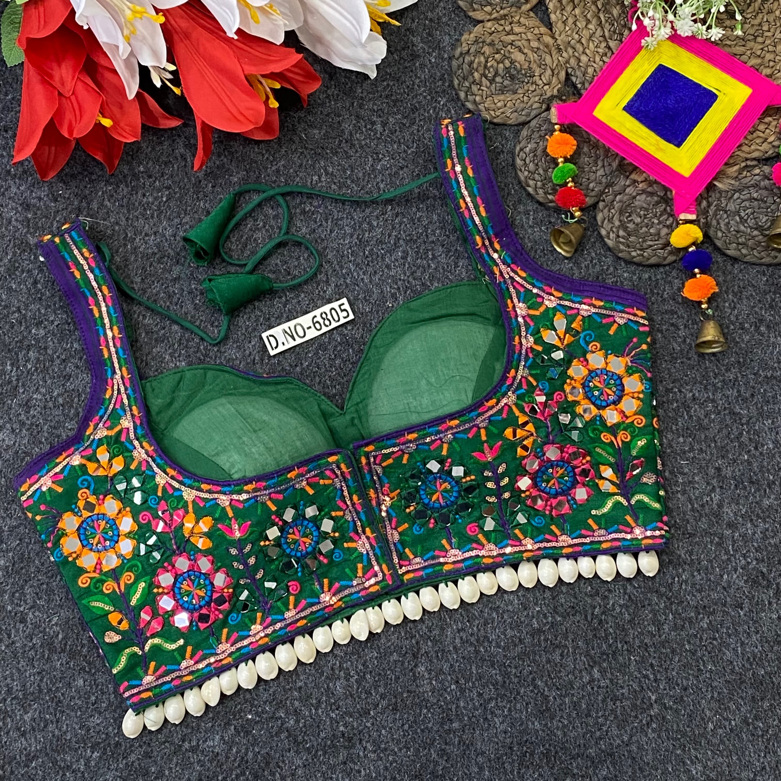 Navratri Italian Silk Spaghetti Strap Blouse AD9029 image 2