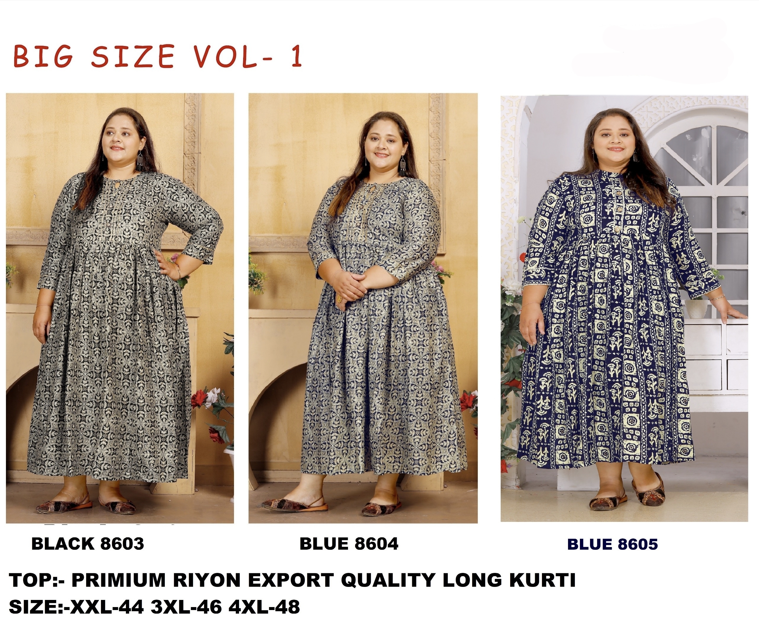 Plus Size Premium Riyon Export Quality Long Kurti AD1501 image 1