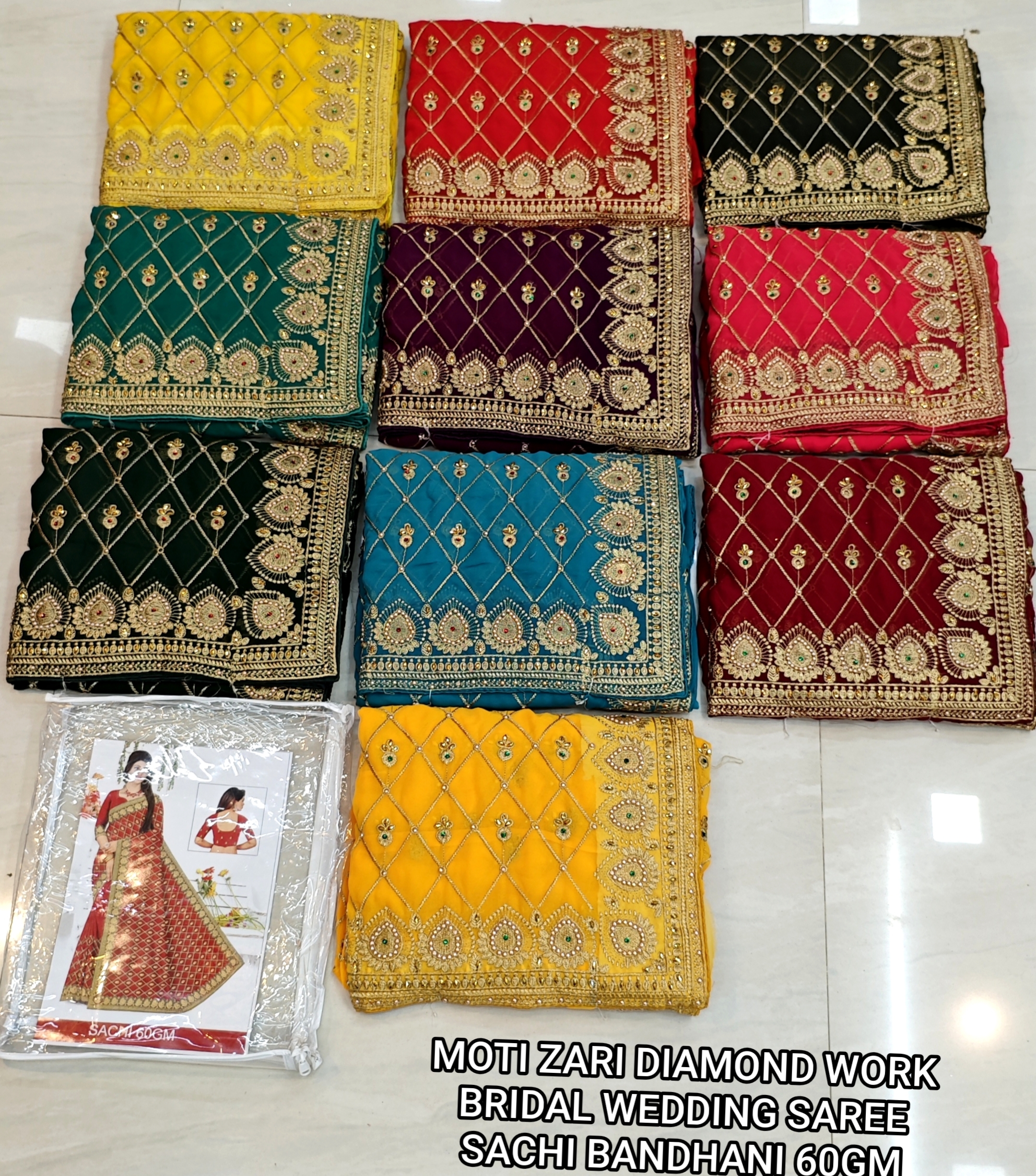 Designer Moti Zari Diamond work Saree AD9301 image 2