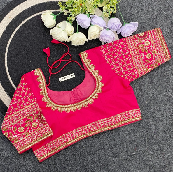 Italian Silk Designer Hand Work Blouse AD9013 image 2
