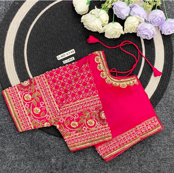 Italian Silk Designer Hand Work Blouse AD9013 image 1