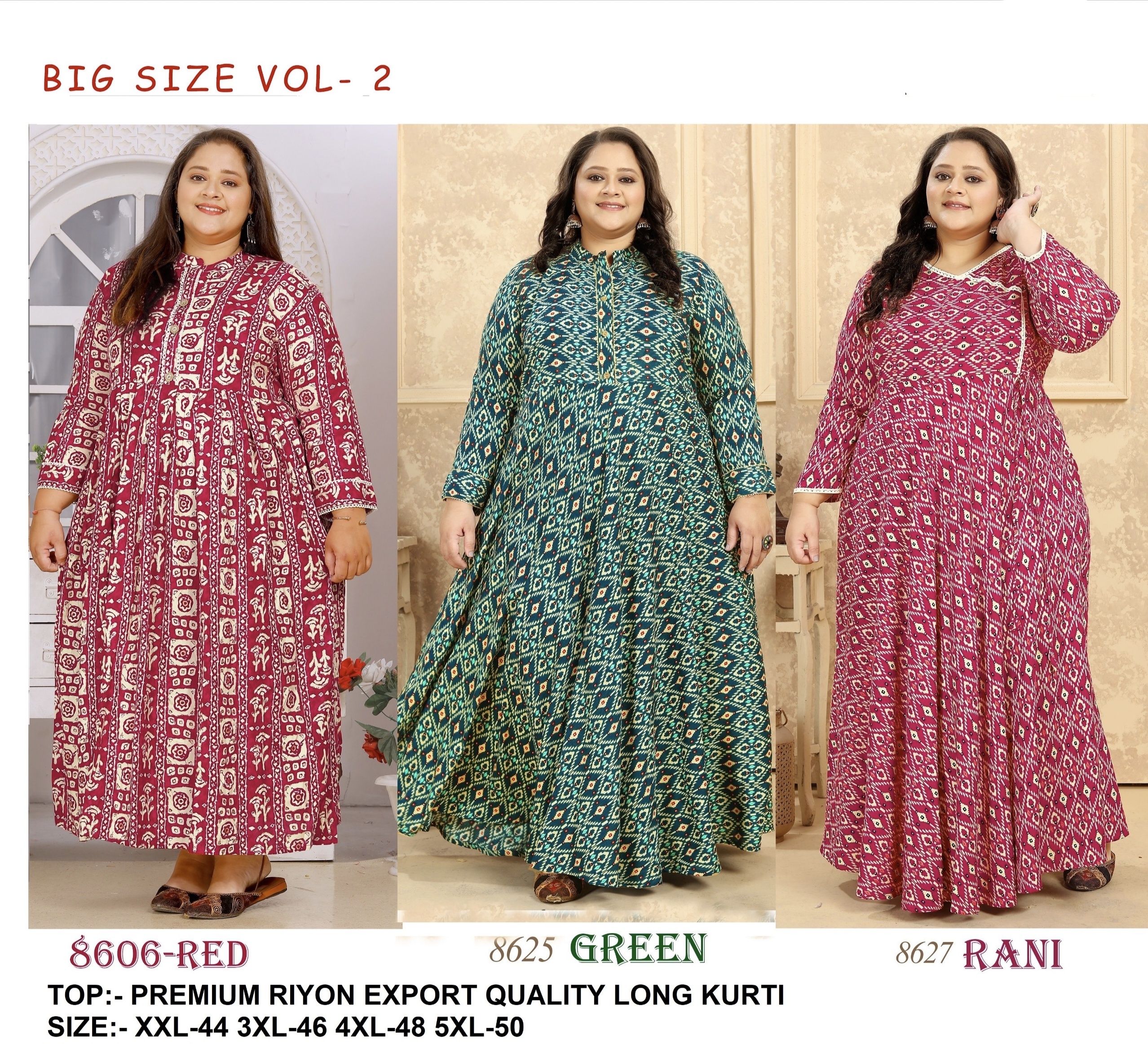 Plus Size Premium Riyon Export Quality Long Kurti AD1502