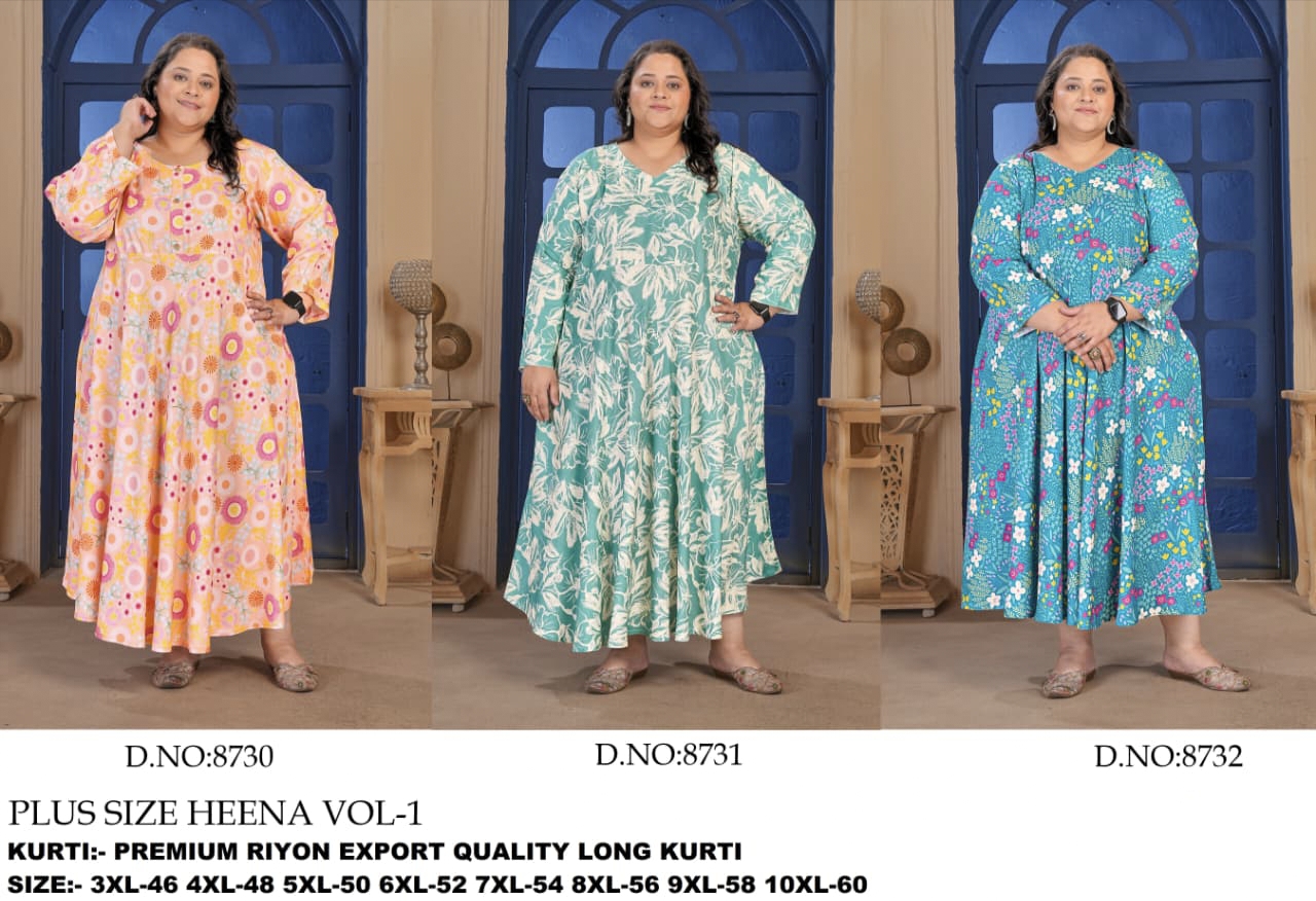 Plus Size Premium Riyon Export Quality Long Kurti AD1504
