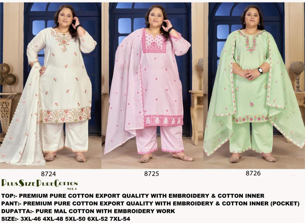 Plus Size Pure Cotton with Embroidery Dresses AD15014