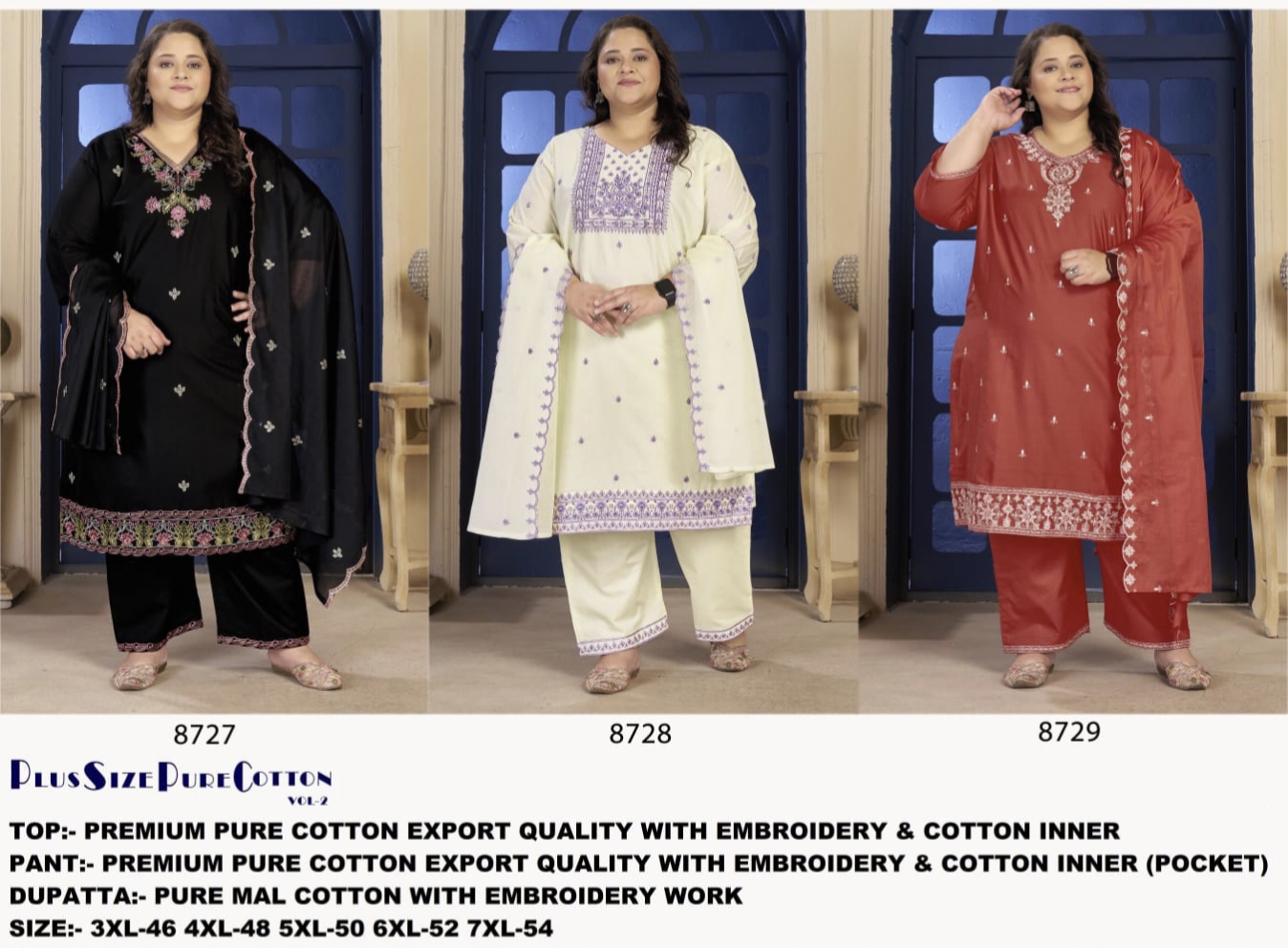 Plus Size Pure Cotton with Embroidery AD1501