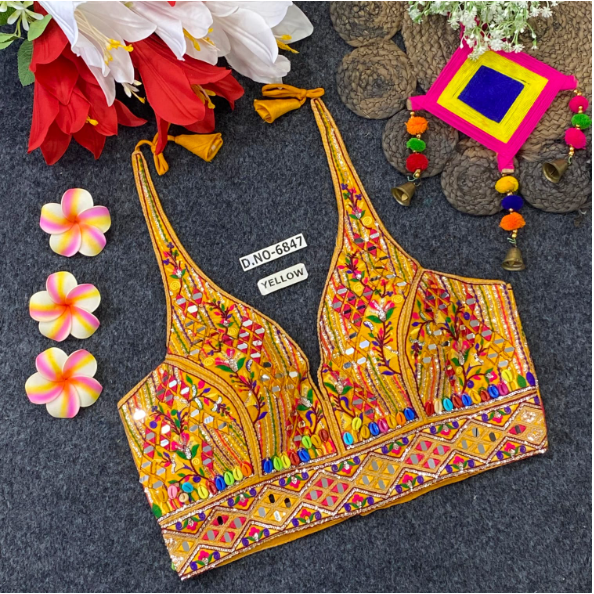 Navratri Halter Neck Mirror & Kodi Work Blouse AD9004