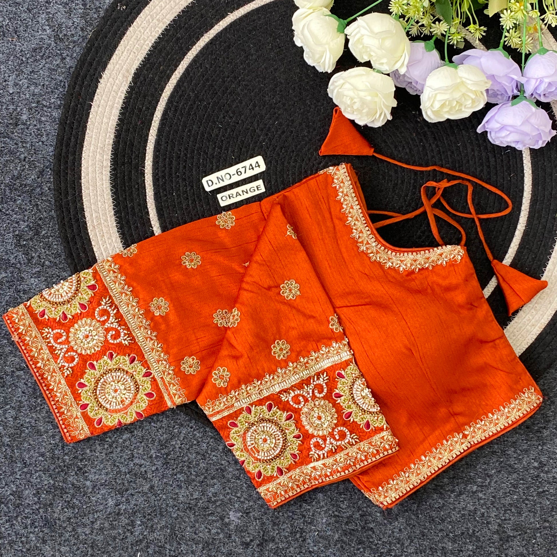 Italian Silk Designer Hand Work Blouse AD9013