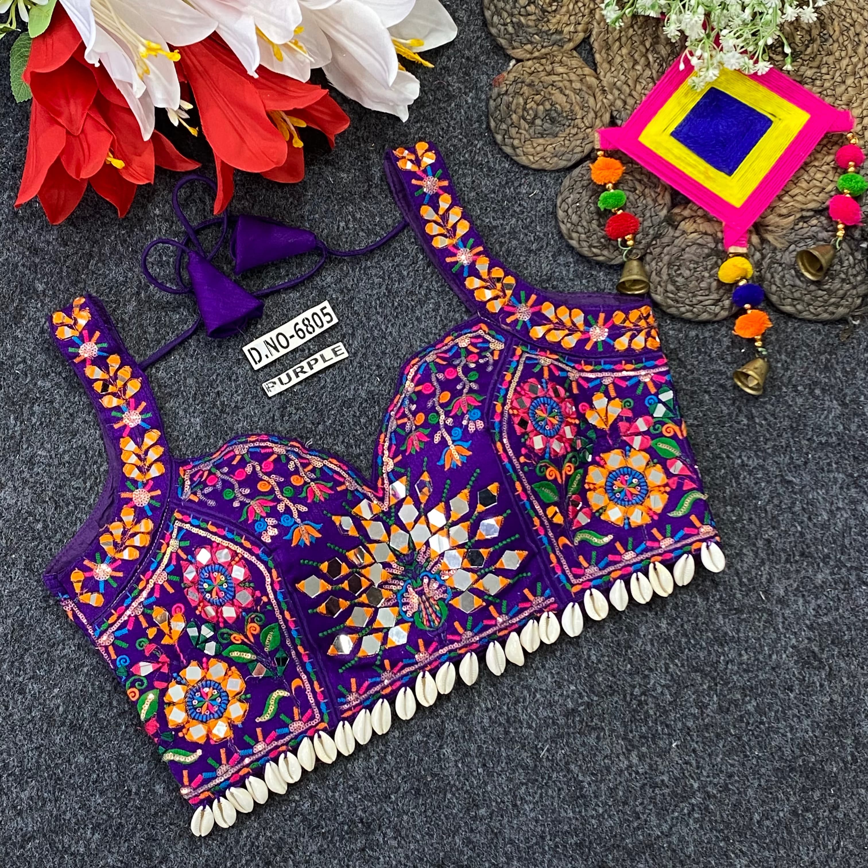 Navratri Italian Silk Spaghetti Strap Blouse AD9029